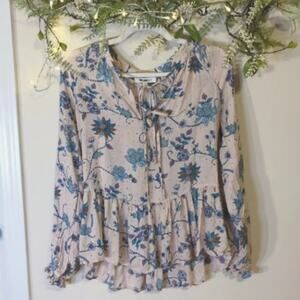 William Rast Blush Floral Long Sleeve Blouse